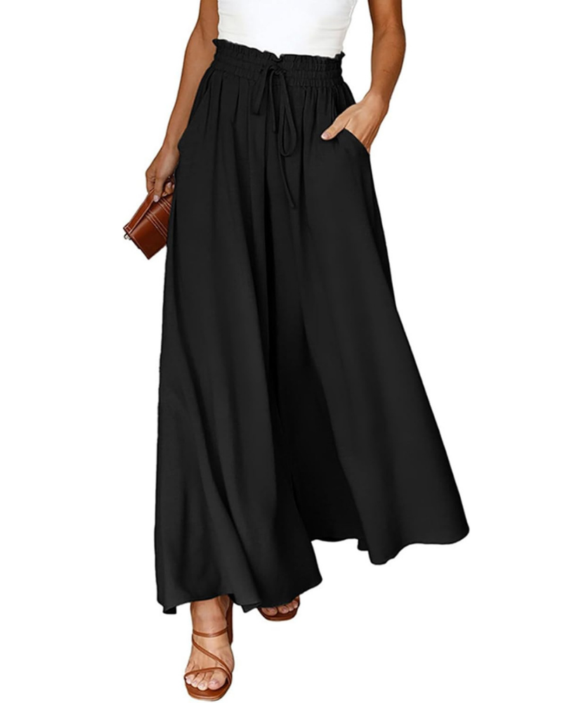 Madeline Women's Palazzo Pants – High Elastic Waist, Wide Leg, and Pockets