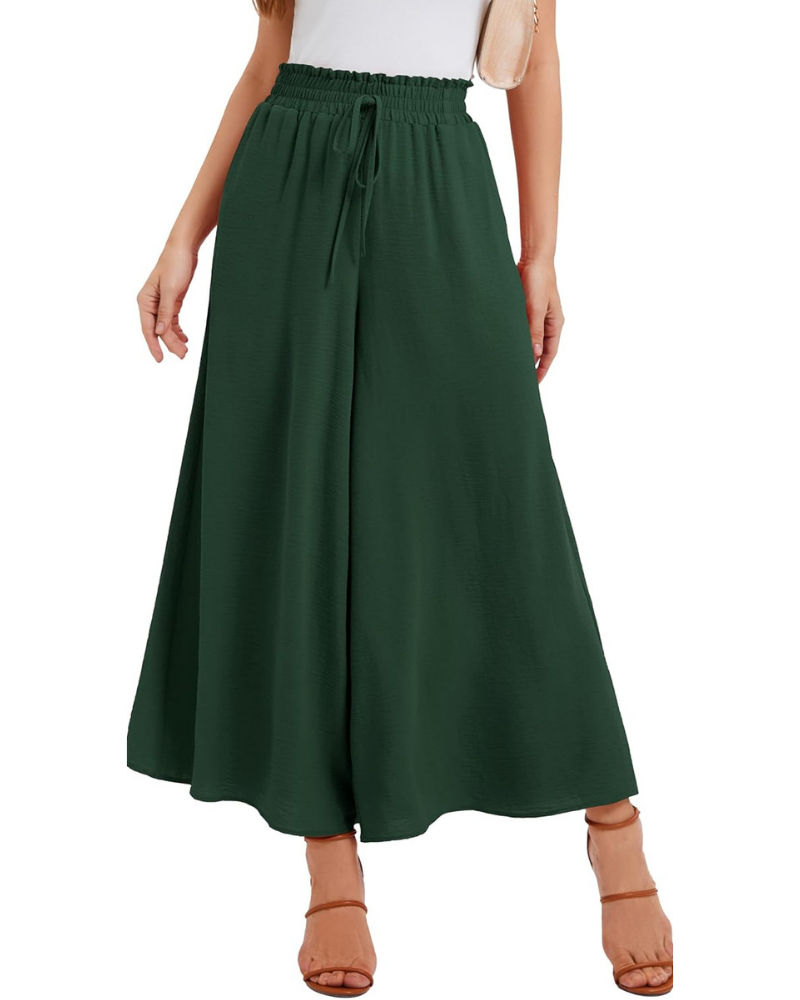 Pantalones Palazzo para mujer Tabitha – Cintura alta elástica, volantes y bolsillos