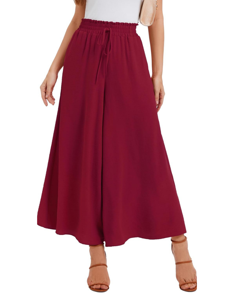 Pantalones Palazzo para mujer Tabitha – Cintura alta elástica, volantes y bolsillos