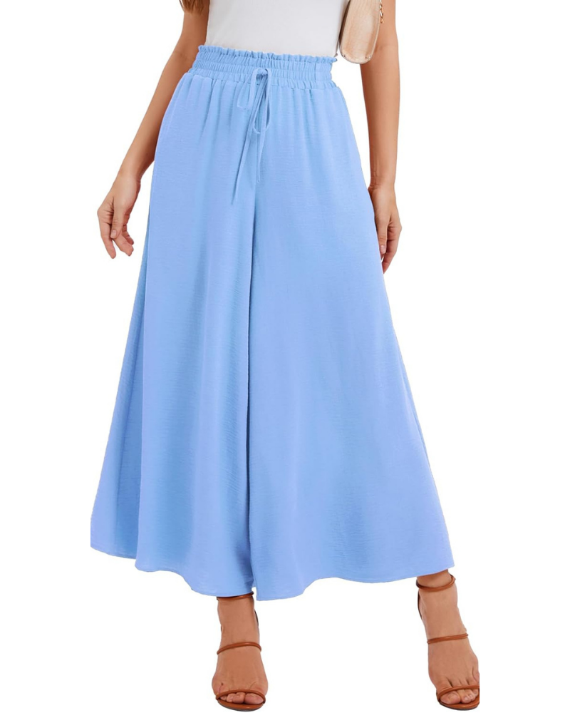 Pantalones Palazzo para mujer Tabitha – Cintura alta elástica, volantes y bolsillos