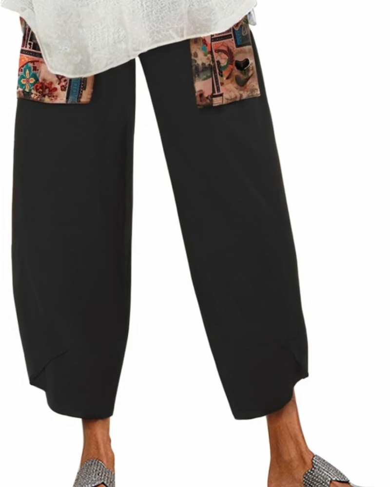 Victoria Women's Harem Pants – Boho Print, 100% Cotton, Elastic Waistband and Pockets