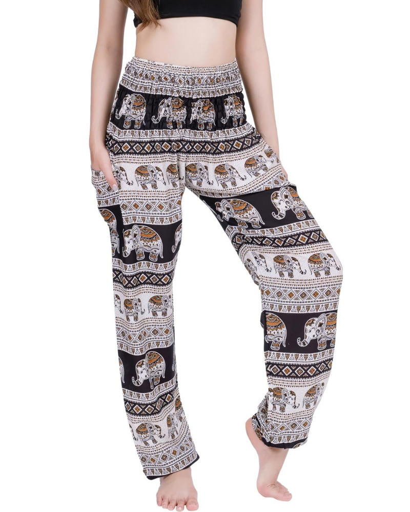 Amelia Women's Harem Pants – Boho Style, Elastic Waist, Loose Fit, and Side Pocket