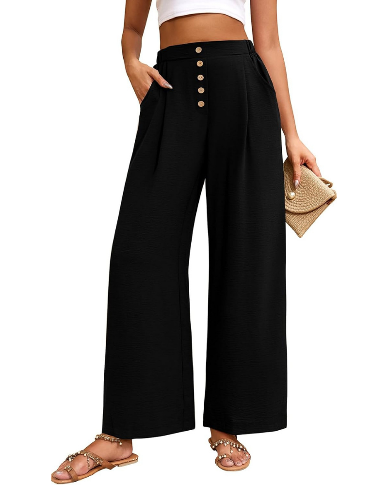 Marlowe Women's Palazzo Pants – High Elastic Waist, Wide Leg, and Pockets