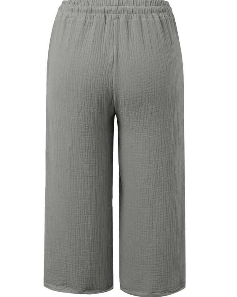 Savannah Women's Capri Pants – Linen Blend, Elastic Waist, and Side Pockets