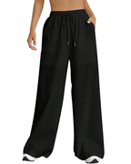 Pantalones Meredith para mujer – Cintura alta con cordón, bolsillos y pierna ancha