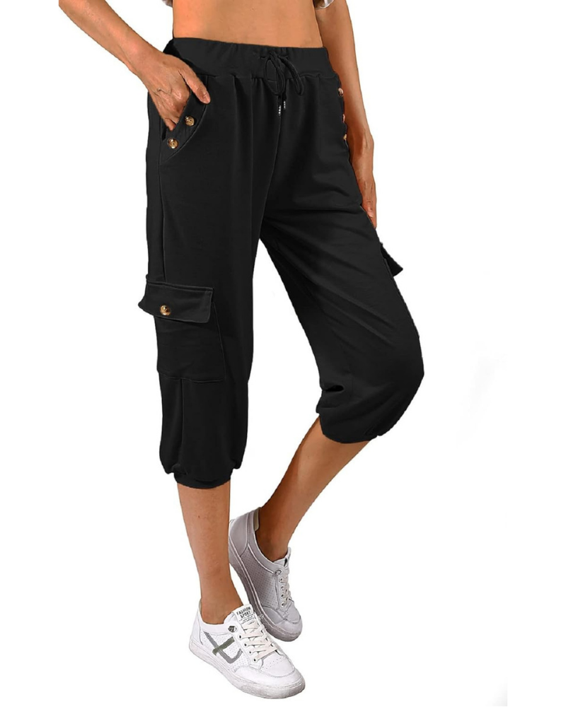 Sofia Capri Pants for Women – High Waist, Side Pockets, and Casual Jogger Fit