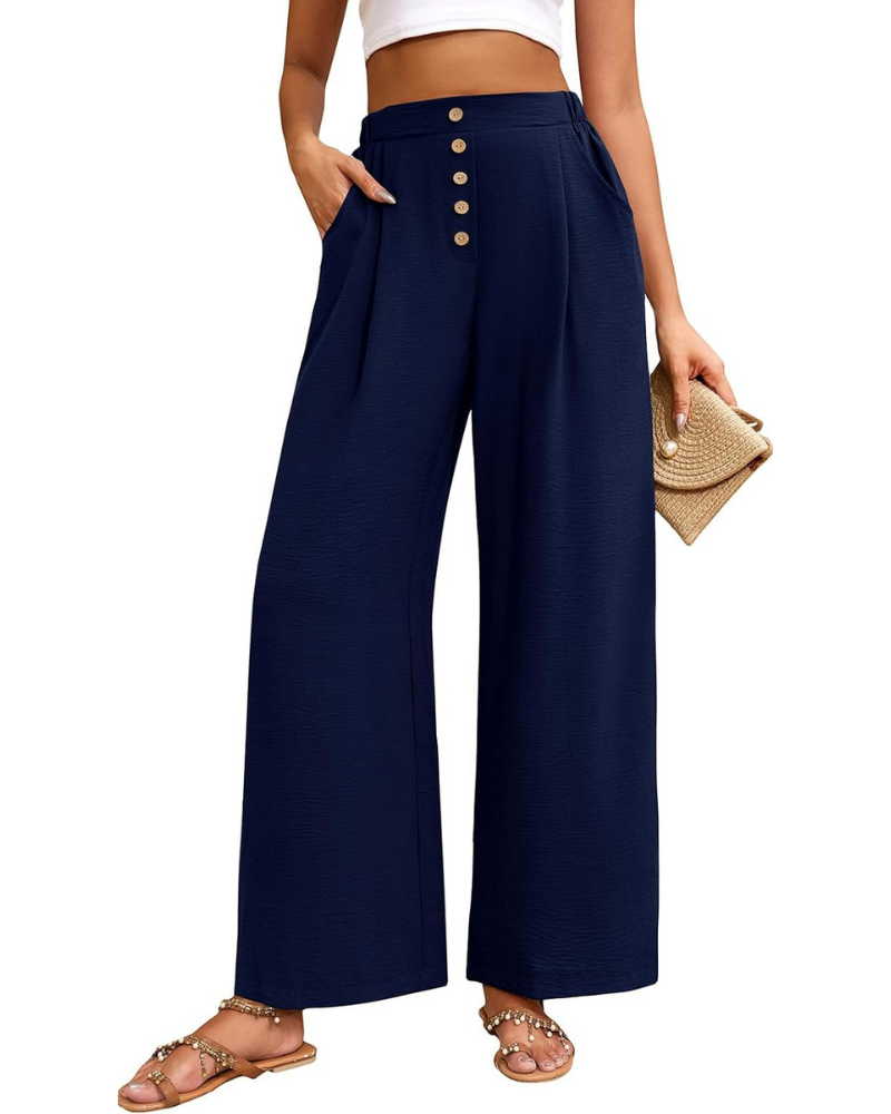 Marlowe Women's Palazzo Pants – High Elastic Waist, Wide Leg, and Pockets