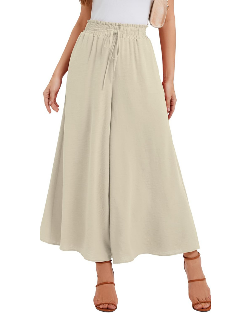 Pantalones Palazzo para mujer Tabitha – Cintura alta elástica, volantes y bolsillos
