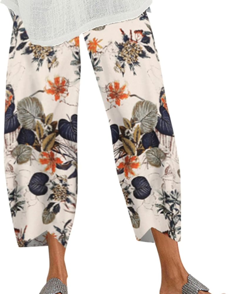 Victoria Women's Harem Pants – Boho Print, 100% Cotton, Elastic Waistband and Pockets