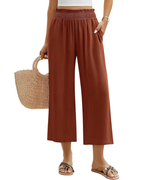 Darcy Women's 7/8 Pants – Cotton and Linen, Elastic Waist and Pockets