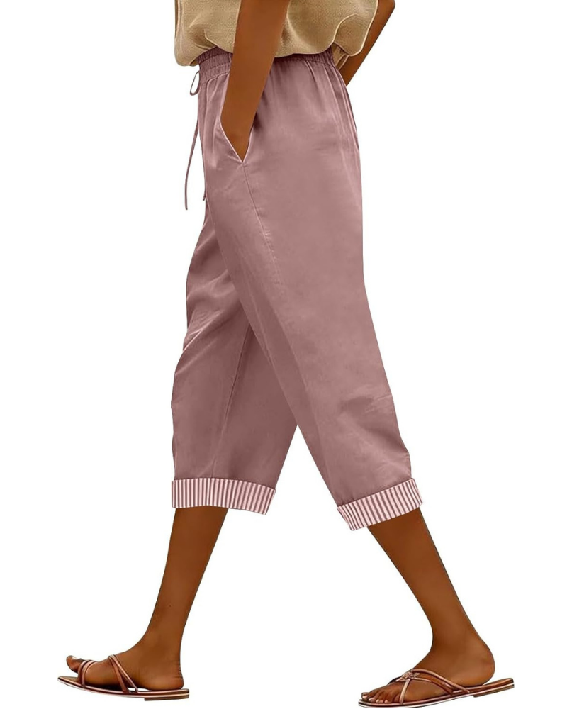 Grace Women's Capri Pants – High Elastic Waist, Wide Leg, and Pockets