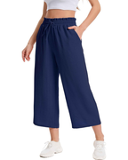 Phoebe Women's Capri Pants – High Waist with Drawstring, Wide Leg, and Pockets