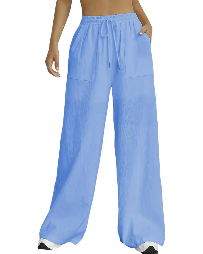 Meredith Women's Palazzo Pants – High Waist with Drawstring, Pockets, and Wide Leg