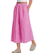 Lauren Women's Capri Pants – Elastic Waist, Wide Leg, and Striped or Checked Pattern