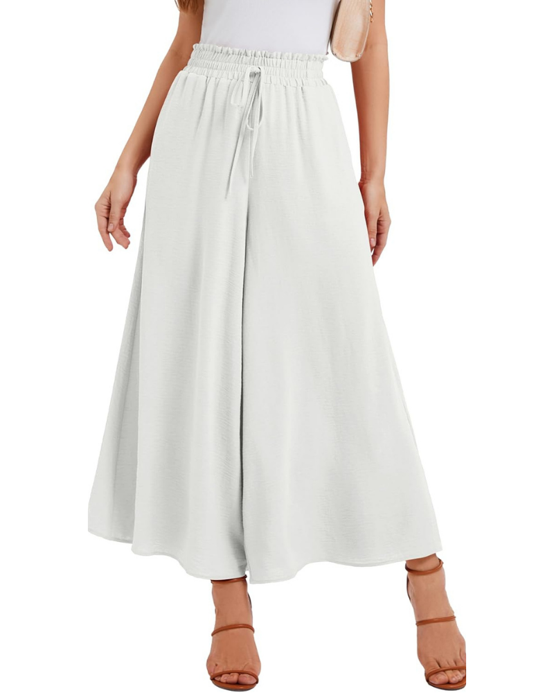 Pantalones Palazzo para mujer Tabitha – Cintura alta elástica, volantes y bolsillos