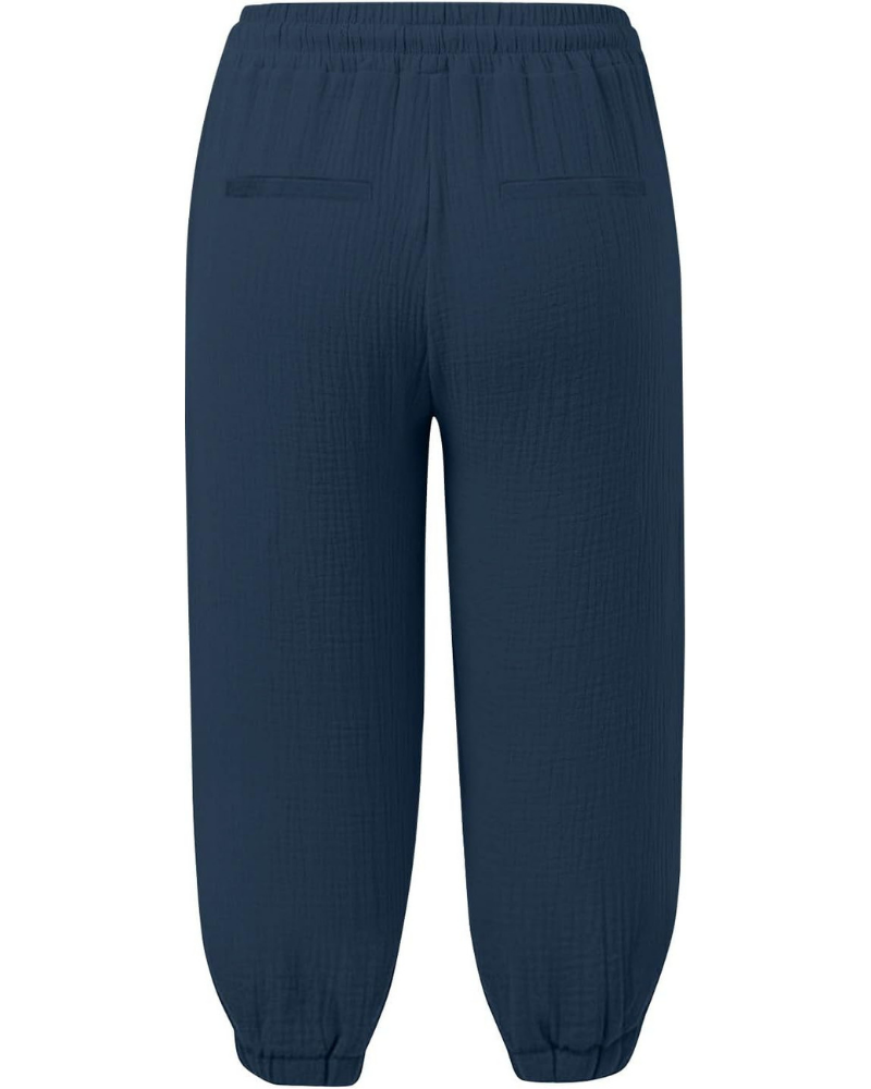 Sienna Women's Capri Pants – Linen and Cotton, High Waist with Drawstring and Wide Leg