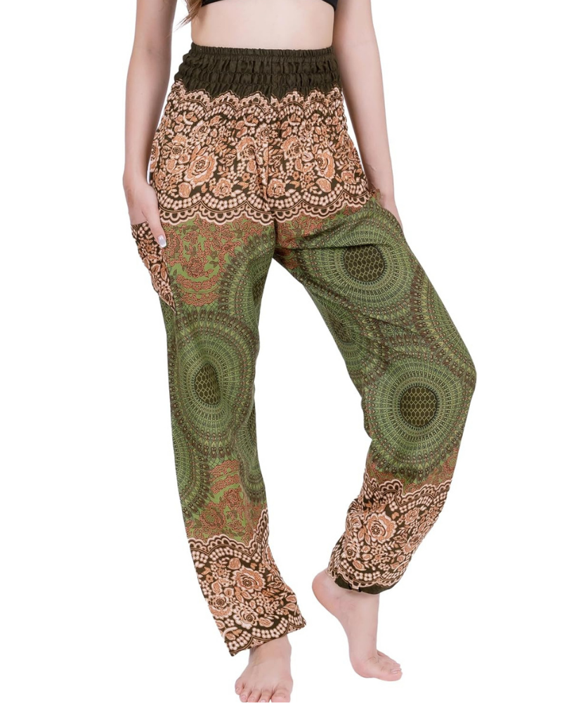 Amelia Women's Harem Pants – Boho Style, Elastic Waist, Loose Fit, and Side Pocket