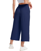 Phoebe Women's Capri Pants – High Waist with Drawstring, Wide Leg, and Pockets