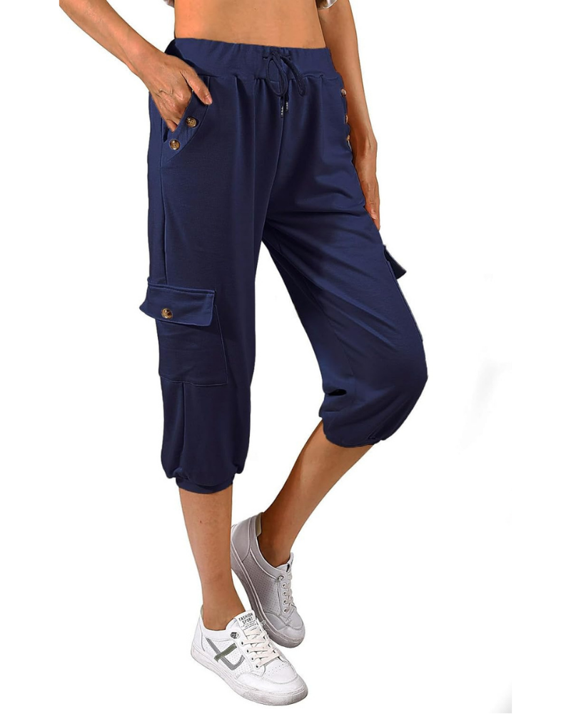Sofia Capri Pants for Women – High Waist, Side Pockets, and Casual Jogger Fit