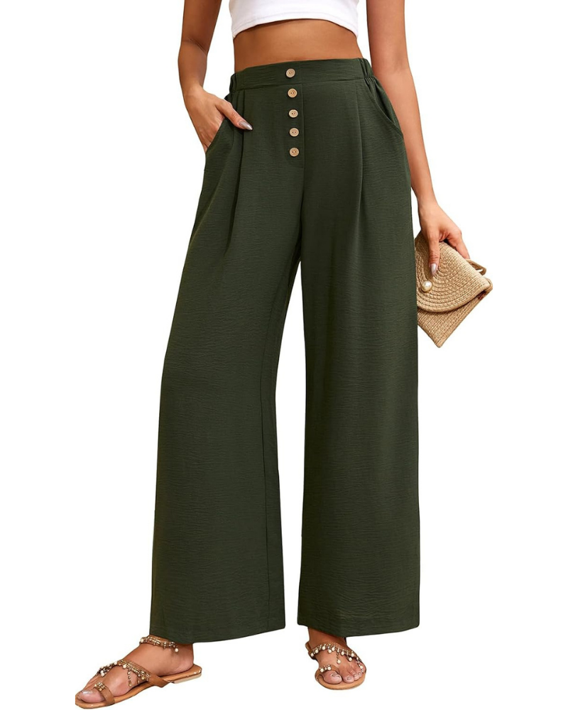 Marlowe Women's Palazzo Pants – High Elastic Waist, Wide Leg, and Pockets