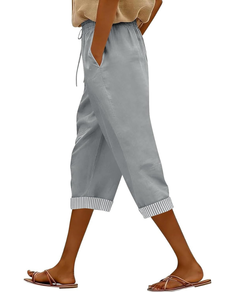 Grace Women's Capri Pants – High Elastic Waist, Wide Leg, and Pockets