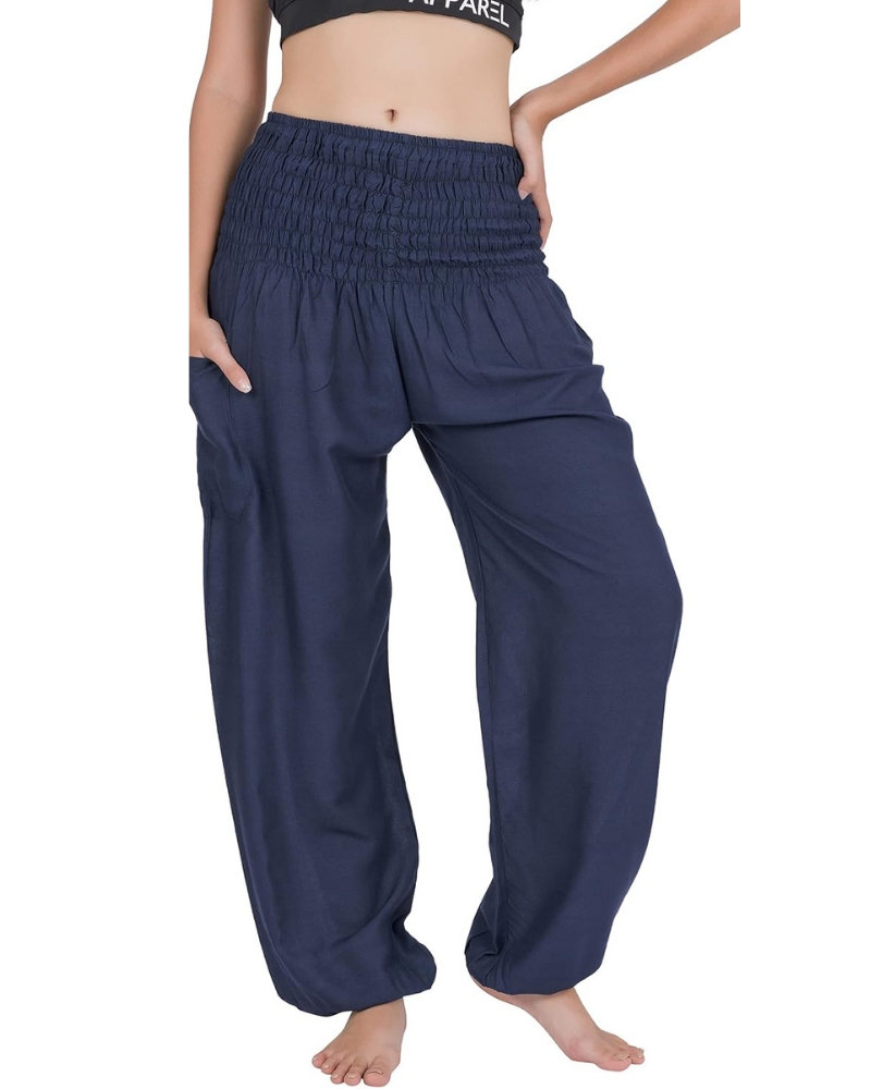Amelia Women's Harem Pants – Boho Style, Elastic Waist, Loose Fit, and Side Pocket