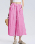 Lauren Women's Capri Pants – Elastic Waist, Wide Leg, and Striped or Checked Pattern