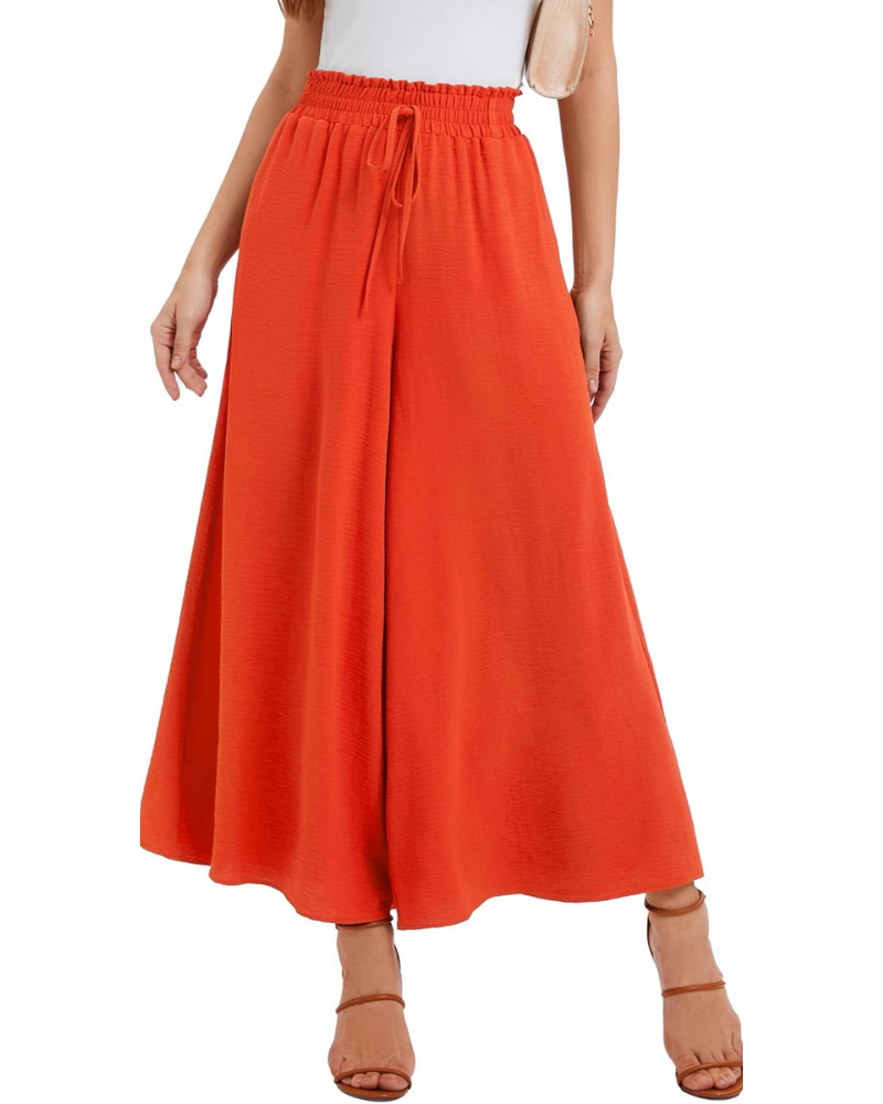 Pantalones Palazzo para mujer Tabitha – Cintura alta elástica, volantes y bolsillos