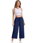 Phoebe Women's Capri Pants – High Waist with Drawstring, Wide Leg, and Pockets