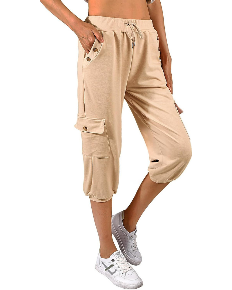 Sofia Capri Pants for Women – High Waist, Side Pockets, and Casual Jogger Fit