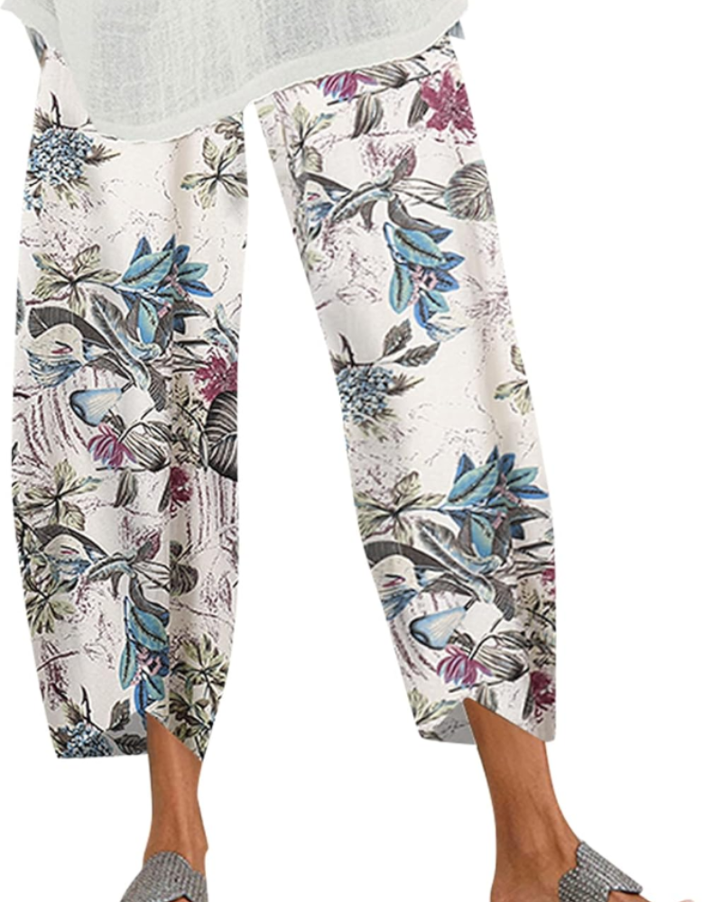 Victoria Women's Harem Pants – Boho Print, 100% Cotton, Elastic Waistband and Pockets