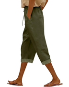 Grace Women's Capri Pants – High Elastic Waist, Wide Leg, and Pockets