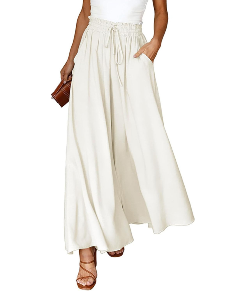 Madeline Women's Palazzo Pants – High Elastic Waist, Wide Leg, and Pockets