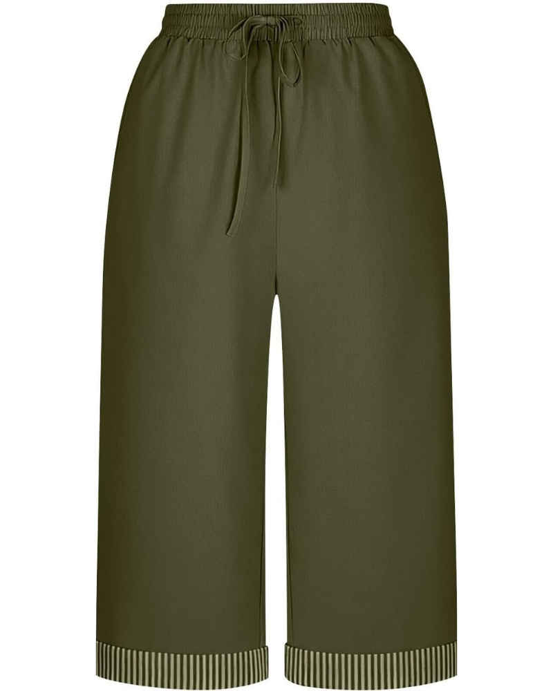 Grace Women's Capri Pants – High Elastic Waist, Wide Leg, and Pockets