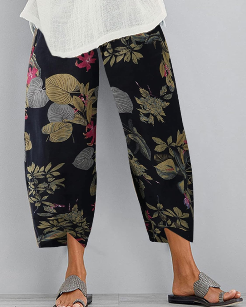 Victoria Damen-Haremshose – Boho-Muster, 100 % Baumwolle, elastischer Bund und Taschen