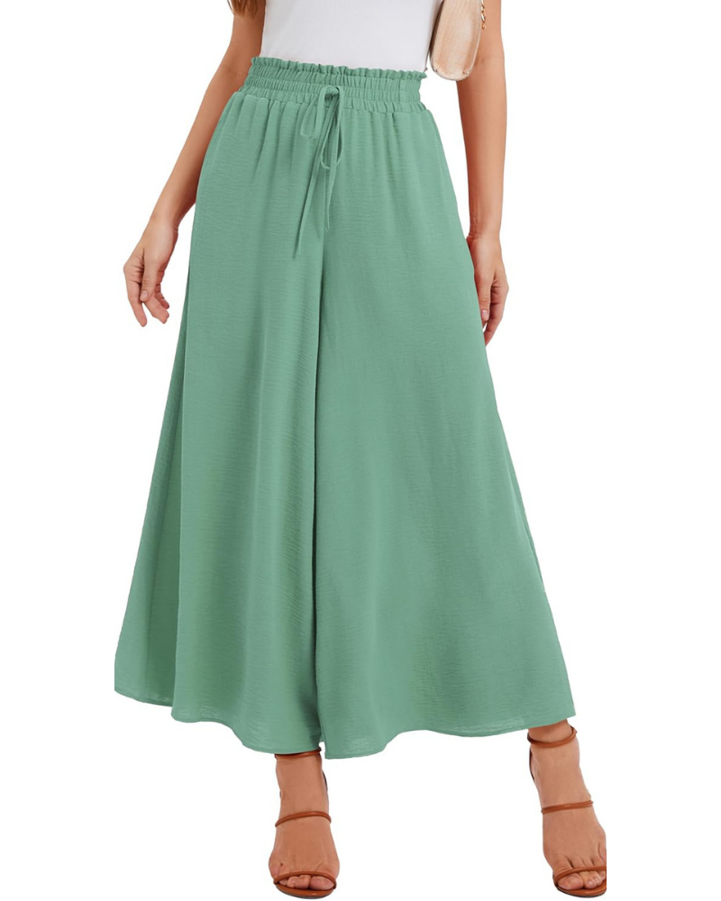 Pantalones Palazzo para mujer Tabitha – Cintura alta elástica, volantes y bolsillos