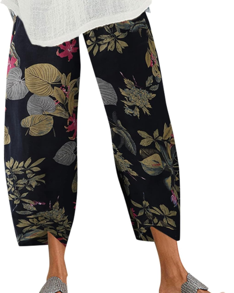 Victoria Women's Harem Pants – Boho Print, 100% Cotton, Elastic Waistband and Pockets