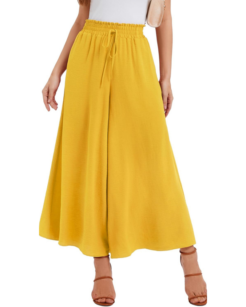 Pantalones Palazzo para mujer Tabitha – Cintura alta elástica, volantes y bolsillos