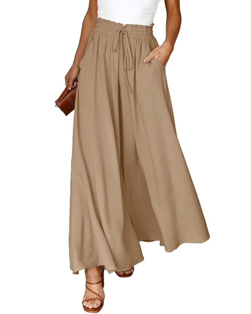 Madeline Women's Palazzo Pants – High Elastic Waist, Wide Leg, and Pockets