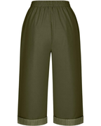 Grace Women's Capri Pants – High Elastic Waist, Wide Leg, and Pockets