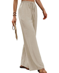 Avery Women's Palazzo Pants – Cotton and Linen, High Waist with Drawstring and Pockets