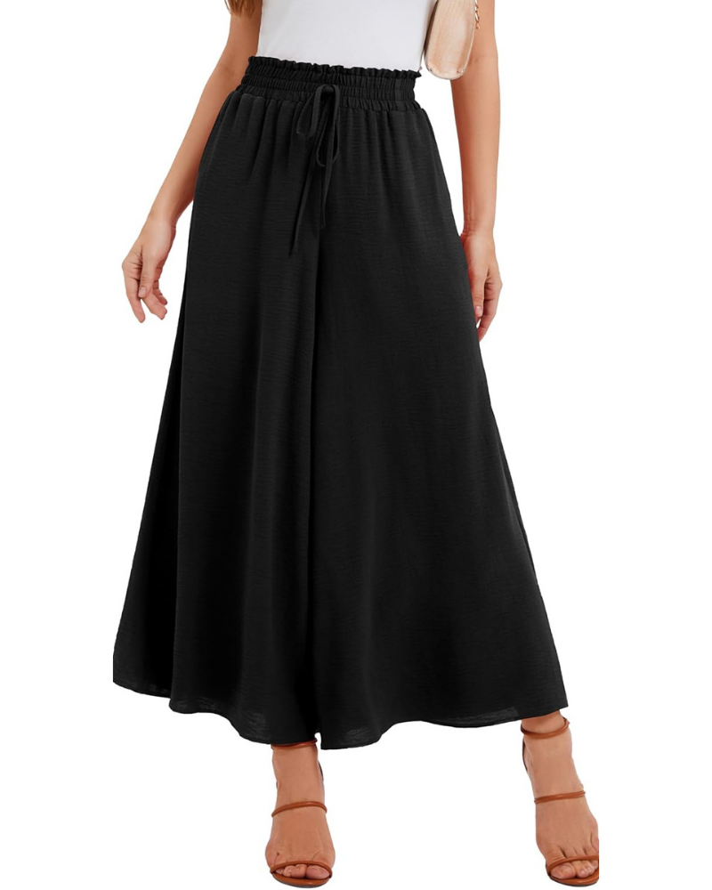 Pantalones Palazzo para mujer Tabitha – Cintura alta elástica, volantes y bolsillos