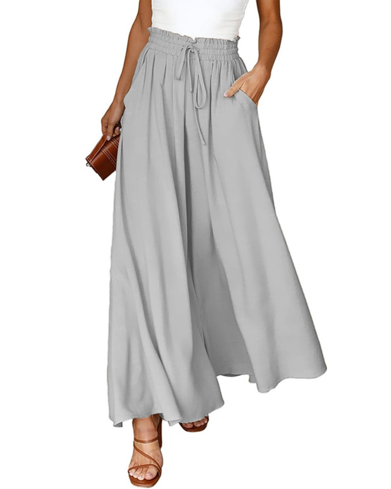 Madeline Women's Palazzo Pants – High Elastic Waist, Wide Leg, and Pockets