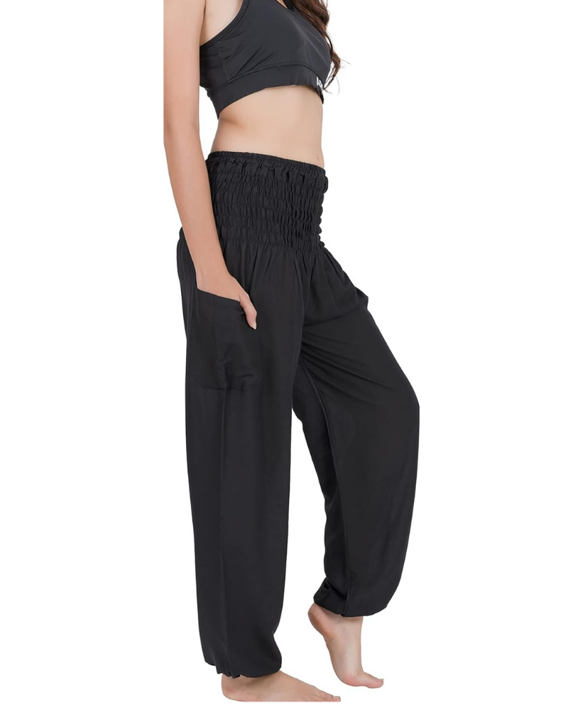 Amelia Pantaloni Harem Nőknek – Boho Stílus, Rugalmas Derék, Bővebb Fazonnal és Oldalzsebbel