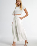 Pantalones Palazzo para mujer Tabitha – Cintura alta elástica, volantes y bolsillos