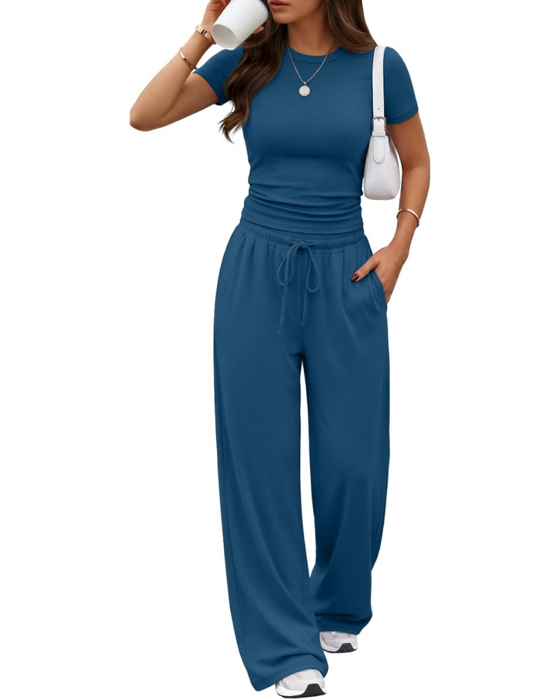 Ensemble Hadley Donna 2 pièces – Top froncé et pantalon large avec poches