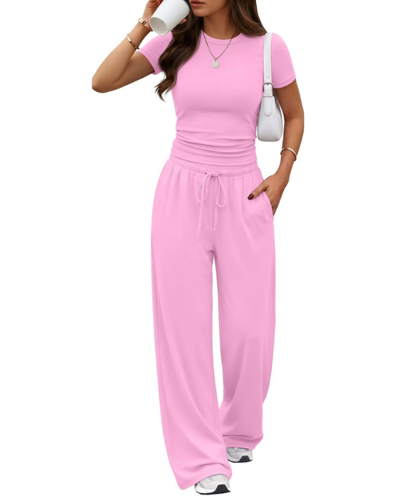 Ensemble Hadley Donna 2 pièces – Top froncé et pantalon large avec poches