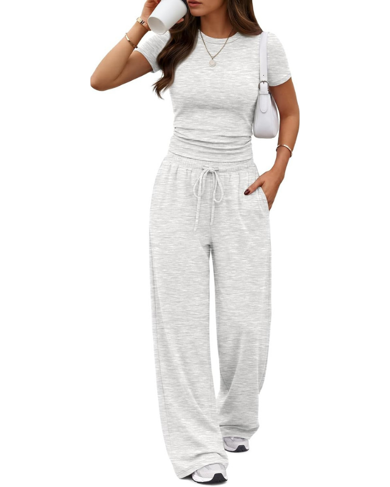 Ensemble Hadley Donna 2 pièces – Top froncé et pantalon large avec poches