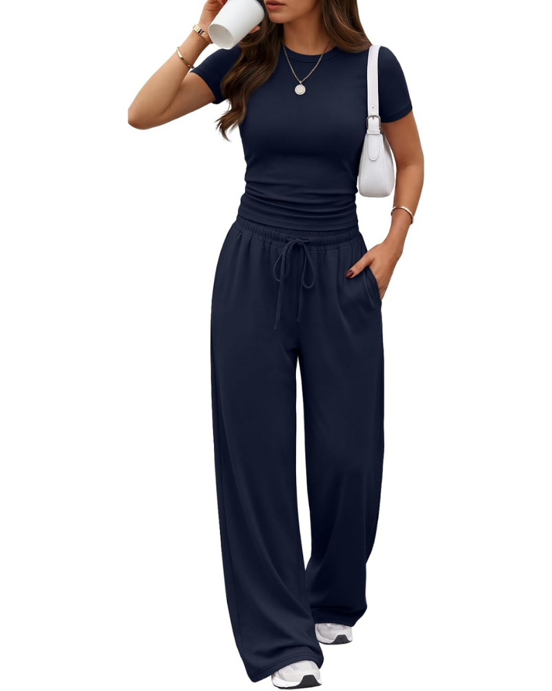 Ensemble Hadley Donna 2 pièces – Top froncé et pantalon large avec poches