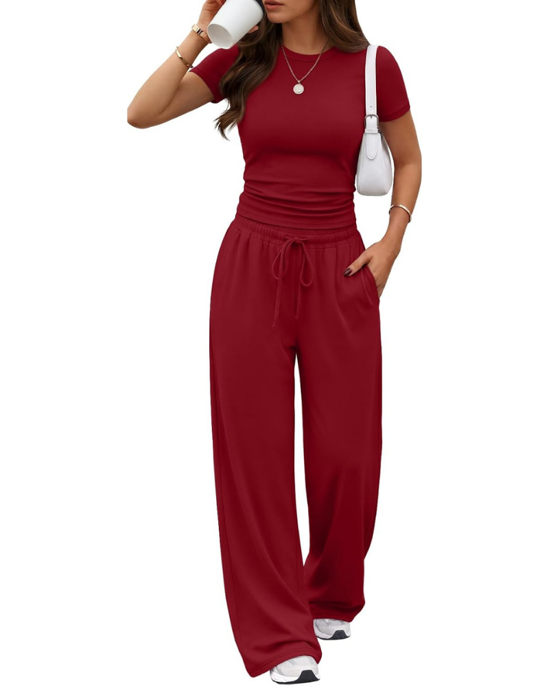 Ensemble Hadley Donna 2 pièces – Top froncé et pantalon large avec poches
